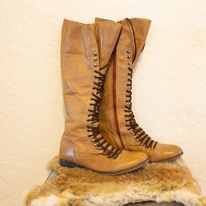 Steve Madden brown tall leather lace up boots 8.5